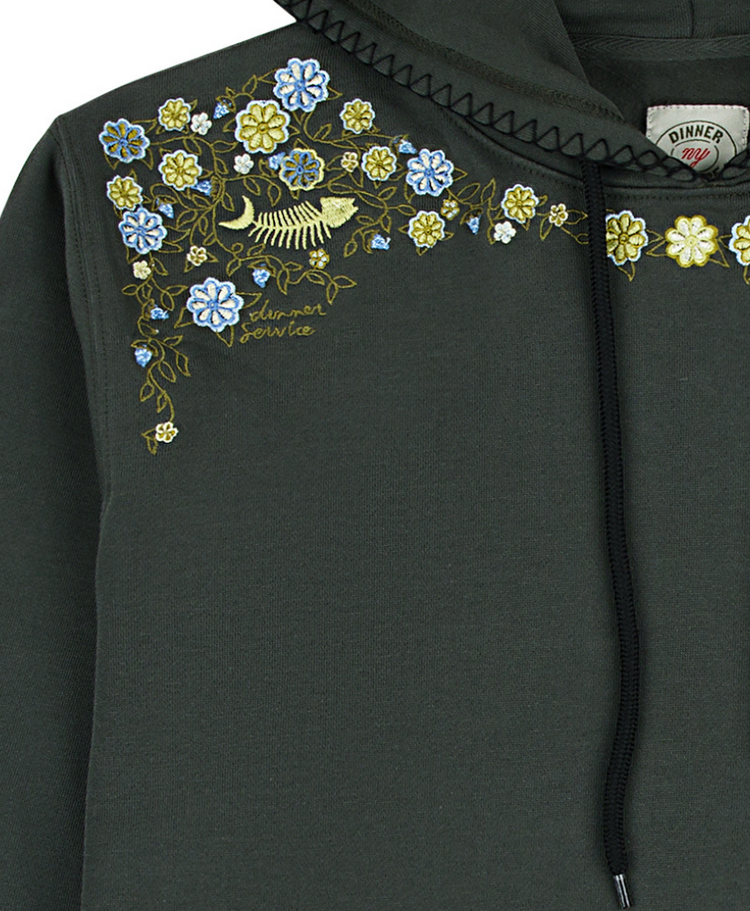 DSNY Flower Hoodie (Olive) – Dinner Service NY
