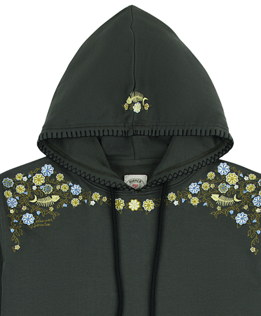DSNY Flower Hoodie (Olive) – Dinner Service NY